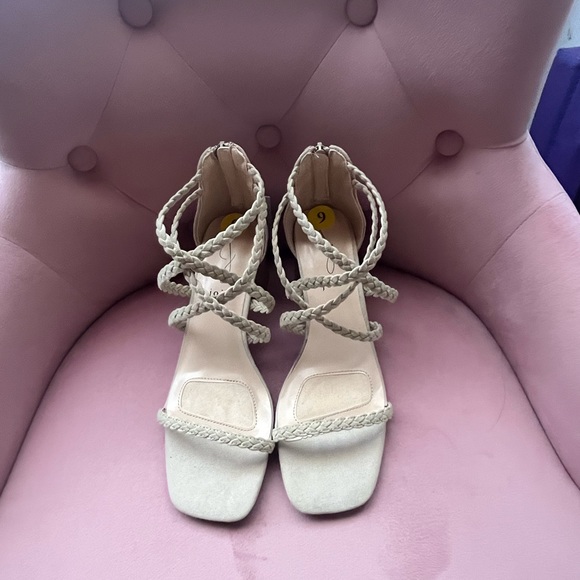 Joie Women's  Felina Taupe Open Toe Sandals with 2.5 in. Block Heels - Picture 2 of 6